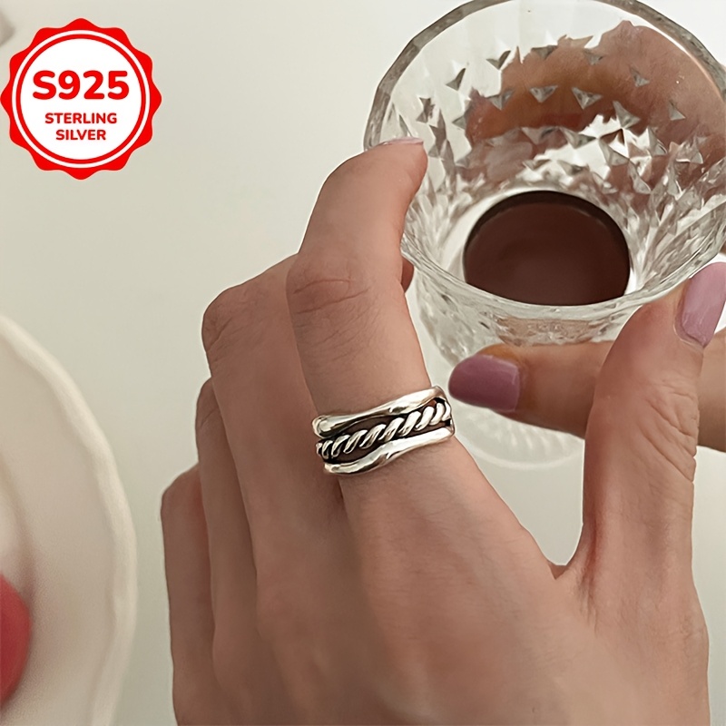 Retro Twisted Layer Open Ring - Low Allergy Fashionable Design