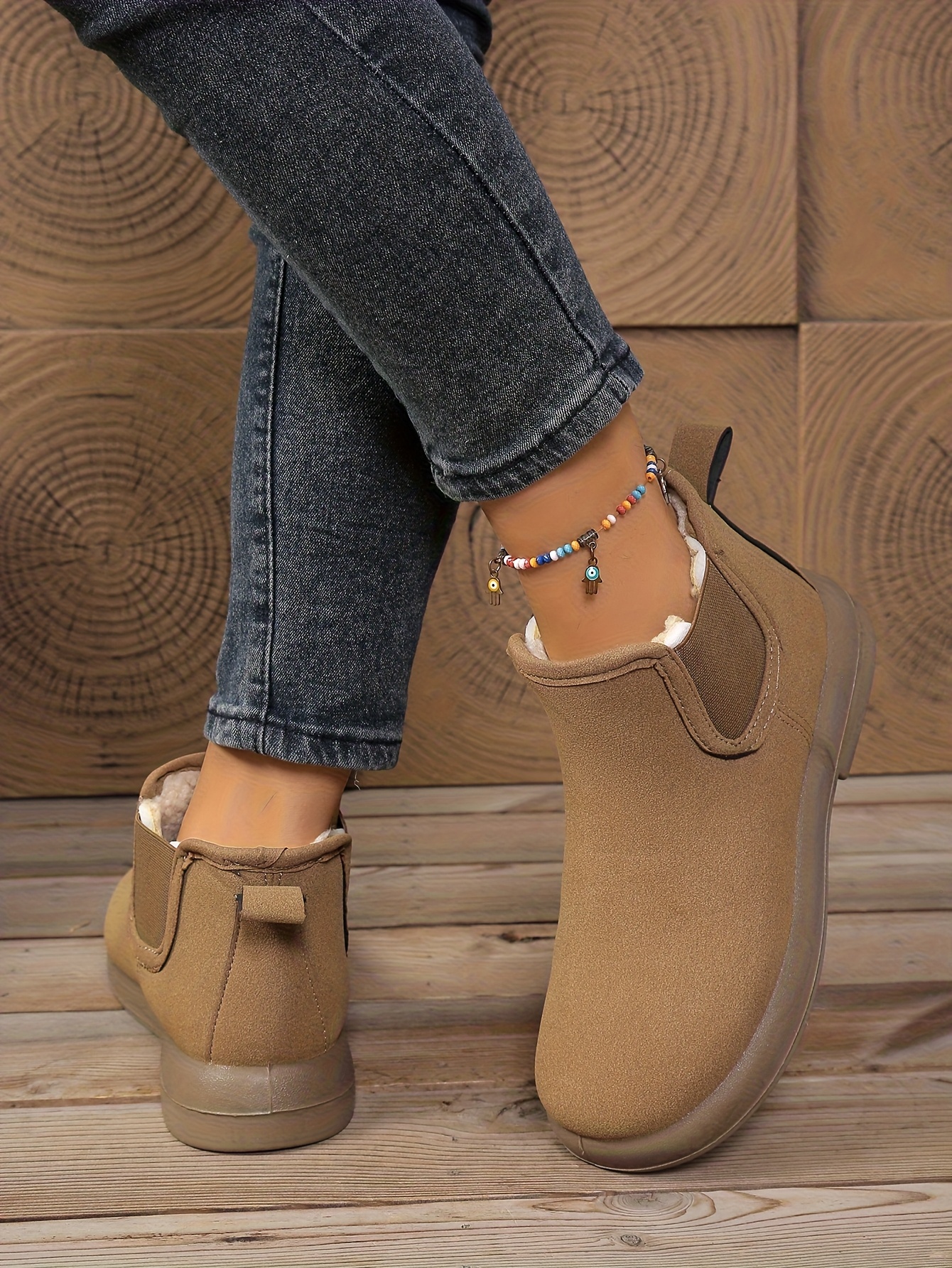 womens winter boots slip on flat heel ankle boots with cushioned insole non slip eva sole cozy fleece lined cold weather shoes for moms office Product details 13