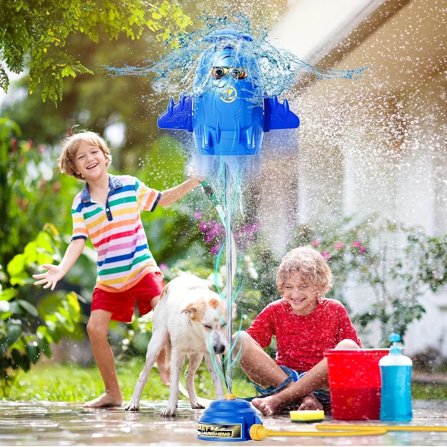 Kids Sprinkler Toy with Adjustable Nozzle Red & Yellow