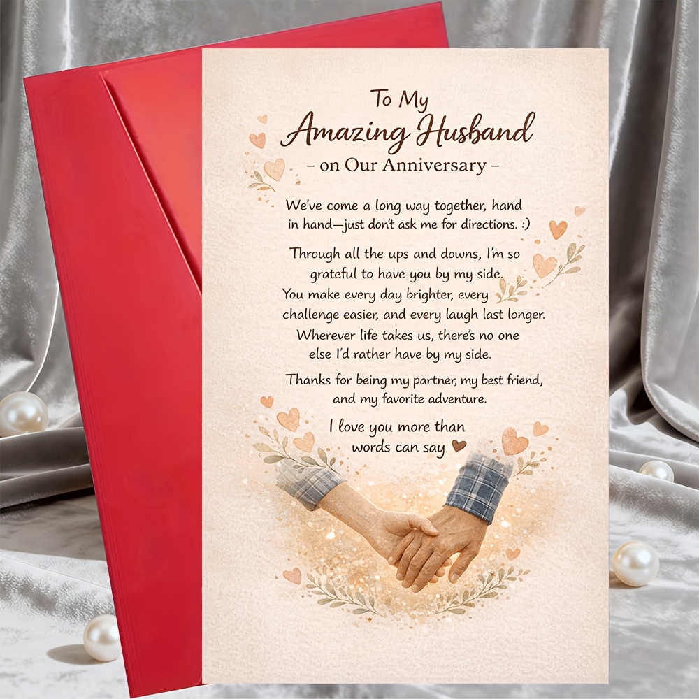 TEMU 1 Greeting Card And 1 Envelope Anniversary Card For Husband Card From Wife To Husband Perfect Gift For Anniversary Valentine's Day And