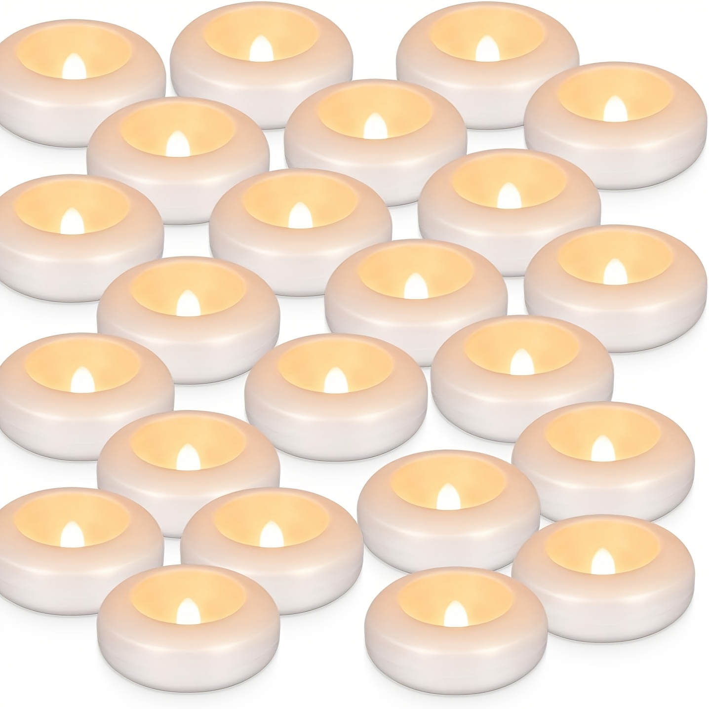 TEMU 24pcs Set Of Flameless Floating Tea Lights, Each With A Warm White Battery-operated Light That Led Tea Light Candles For Over 2 Inches To 120