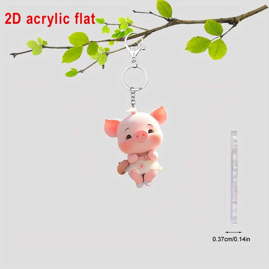 

1pc Acrylic Shy Pink Pig Keychain For Men, Backpack Pendant Decoration, Cute Animal Pendant For Men