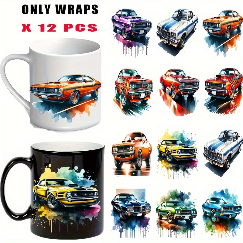

[top-] 12pcs Car Uv Dtf Decal Set - -adhesive, For 40oz , & Bottles - Diy Craft Supplies