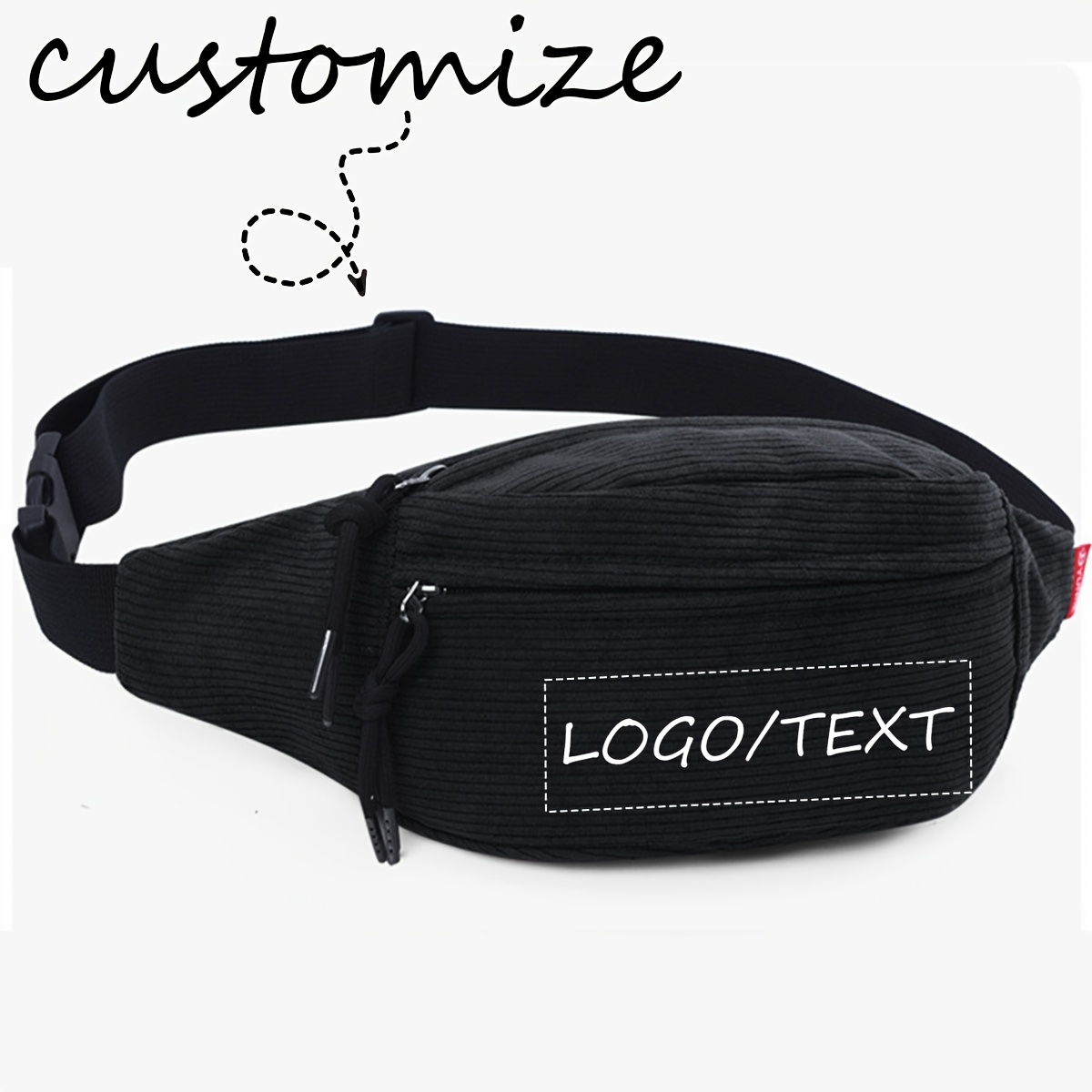 TEMU A Custom Autumn And Winter Diy Corduroy Casual Waist Bag, Unisex, Large Capacity, Lightweight, Travel-friendly, Versatile, Suitable Activities,