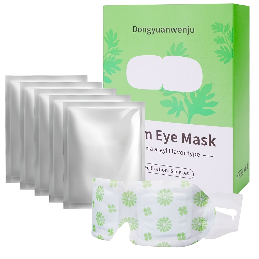 5pcs Set Of Mugwort Steam Eye Mask, Self Heating Eye Mask to Relieve Eye Fatigue, Remove Dark Circles And Eye Bags, Suitable for People Who Use Computers And Mobile Phones for A Long Time, Travel And Have Difficulty Sleeping