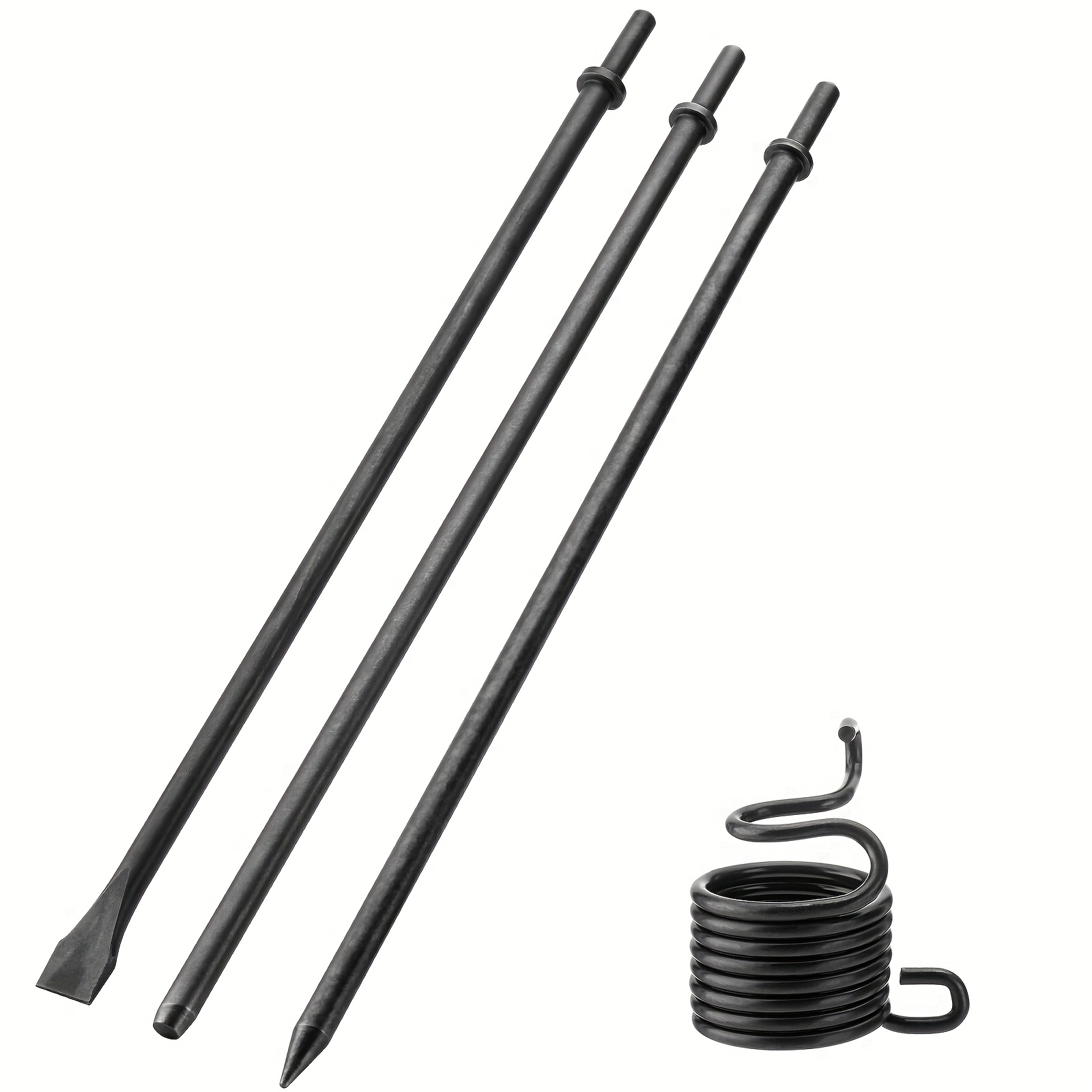 Set Of 3 18-inch Bits, Featuring 1/8 Inch, 3/8 Inch, And 3/4 Inch Pointed And Flat Pneumatic Cold Chisels With…: retailer-supplied image