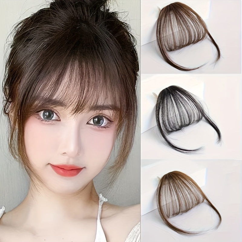 TEMU 3pcs Natural Invisible Seamless Bangs Suitable For Women - Clip-in Fake Bangs With Light & Thin Spring/ Bangs For Daily Outfits, Parties,