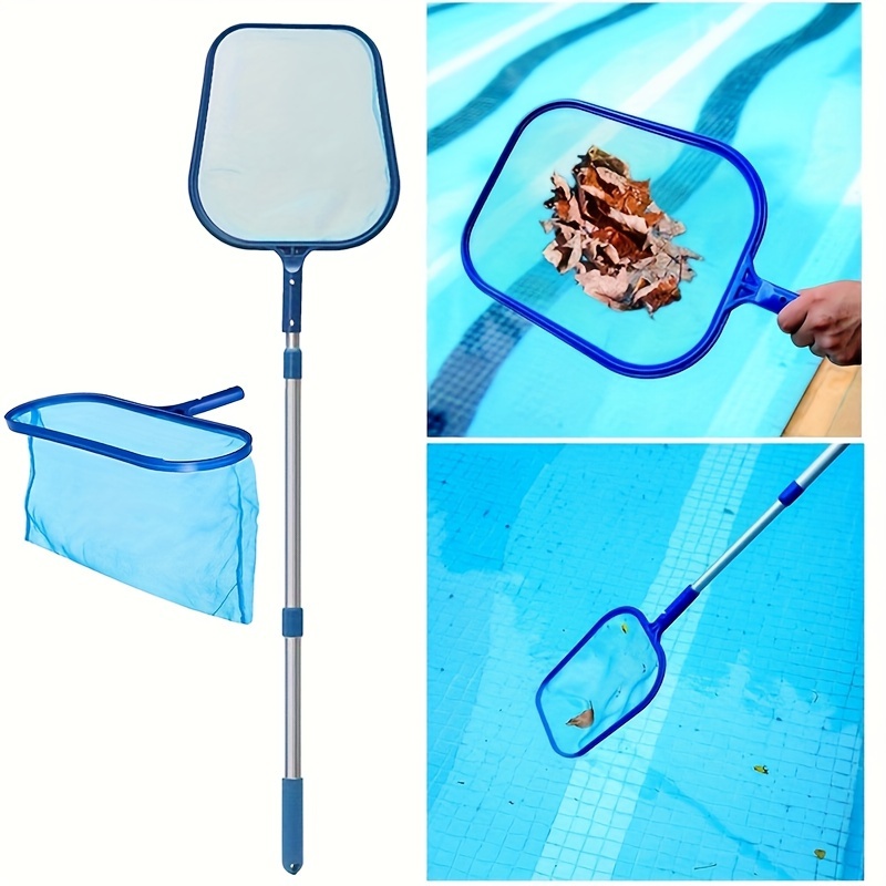 

4-piece Telescopic Pool Skimmer Set - Fine Mesh Net Rake For Swimming Pools, Hot Tubs & Spas - Includes 17"-40" Adjustable Pole For Swimming Pool Pool Skimmer Accessories