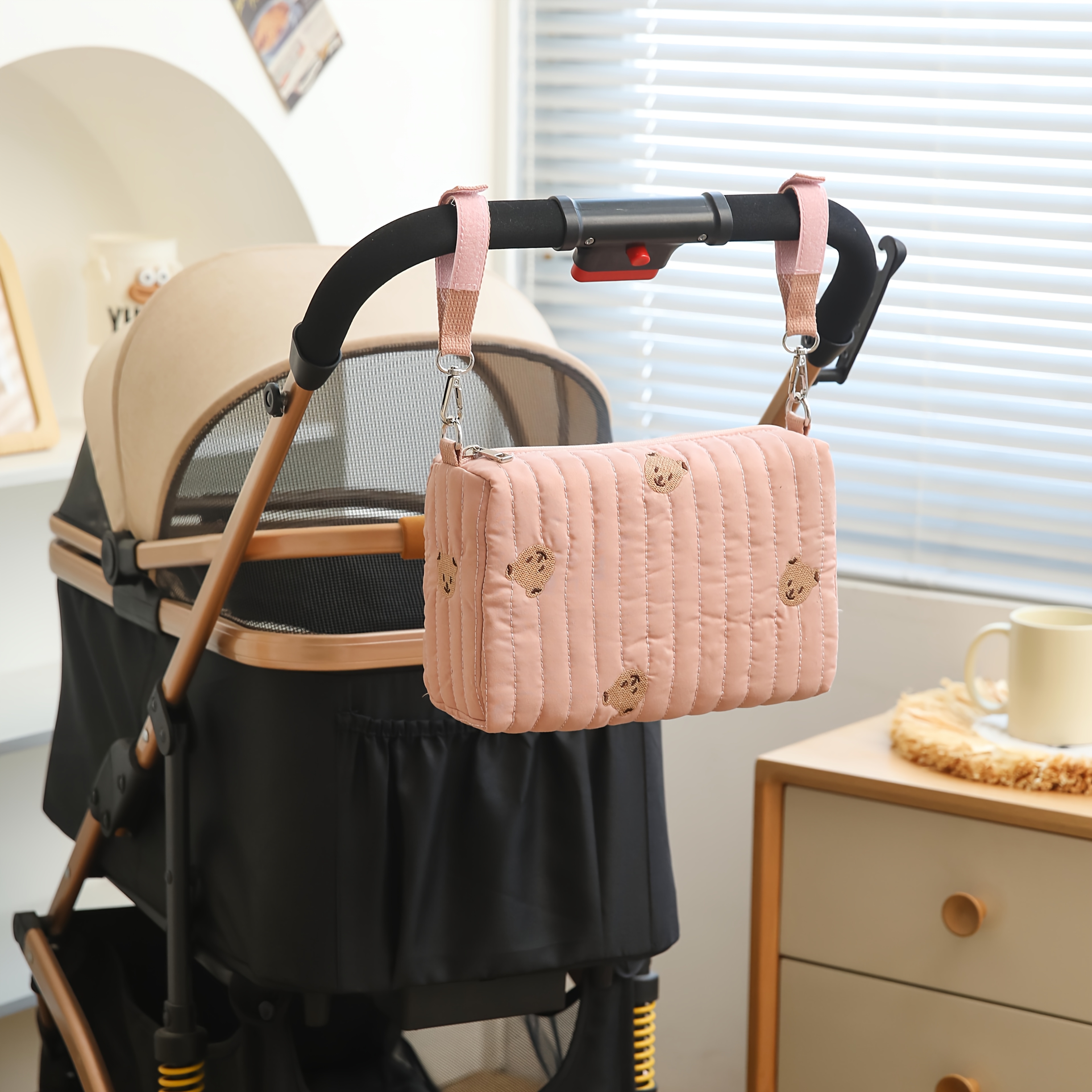 little bear gesteppte mama-tasche, eine wickeltasche, die an einen kinderwagen gehängt werden kann, tragbare aufbewahrung für ausflüge und   multifunktionaler organizer für zubehör