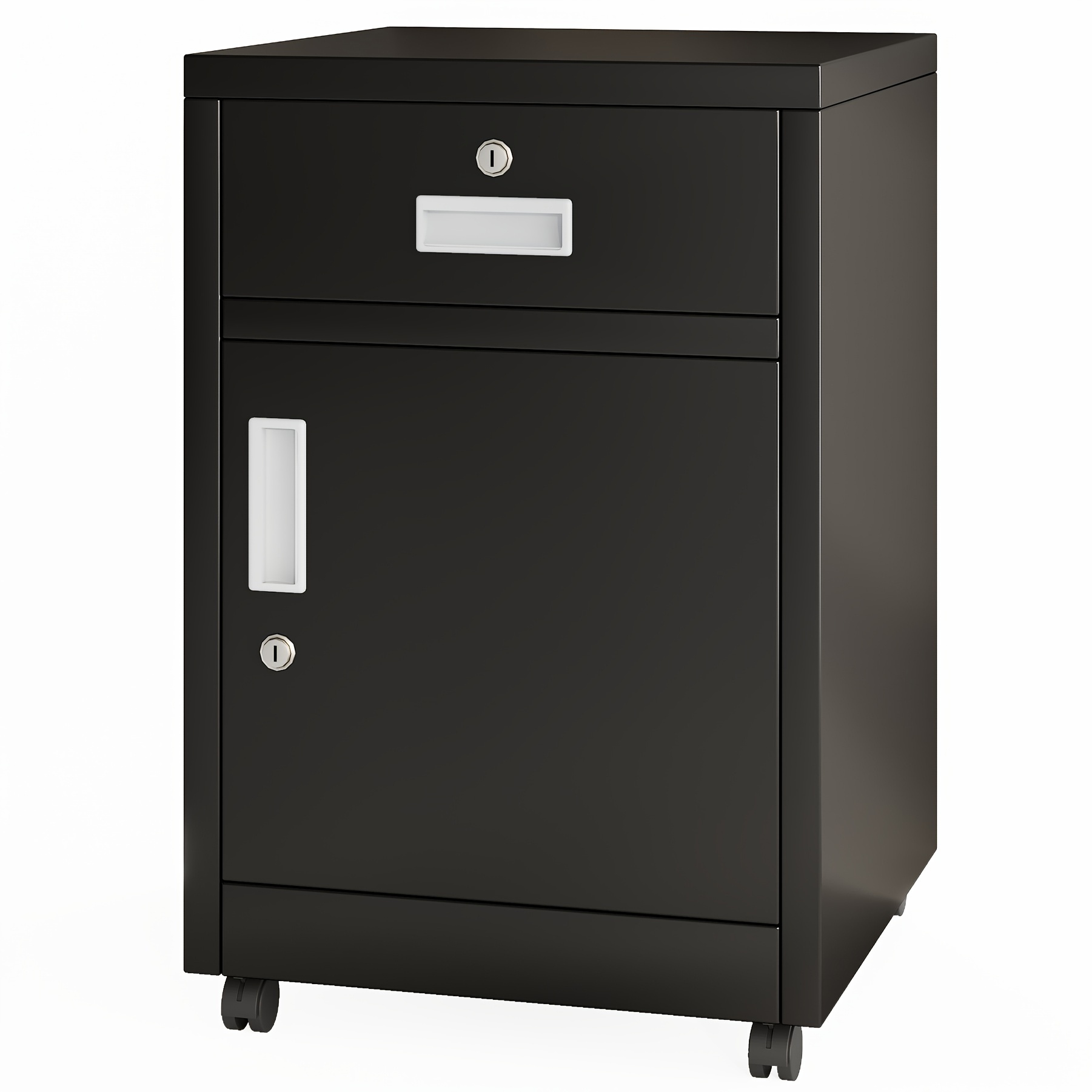 

Mobile Storage Cabinet With Lock, Under Desk Office Cabinet, Rolling Small Vertical File Cabinets, Filing Cabinet With Lock For Home Office, Black Printer Stand Cabinet