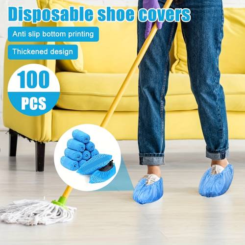 100pcs 50 pairs shoe covers disposable non slip non fabric boot covers for indoors breathable slip resistant durable boot shoes cover protector covers fits most shoes