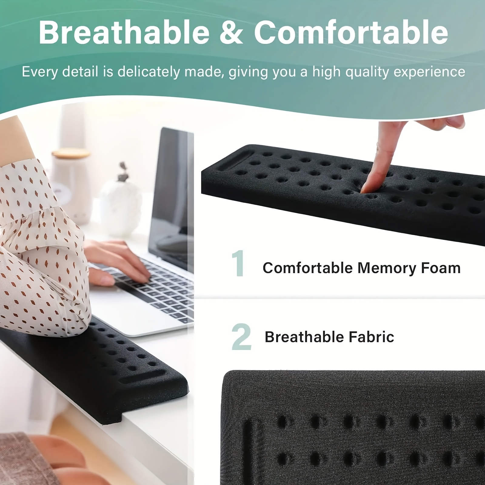 Image of 1pc L-shaped Desk Pad, With Anti-slip Foam Base And Ergonomic Wrist/forearm Support - Large Size Comfortable Wrist Rest, Suitable For , Typing, Drawing - Ideal For Home Office Desk Use, Durable
