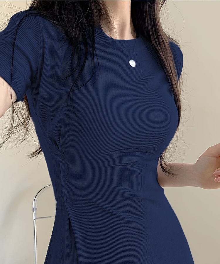 womens summer fit short sleeve midi dress button - Temu Bahrain