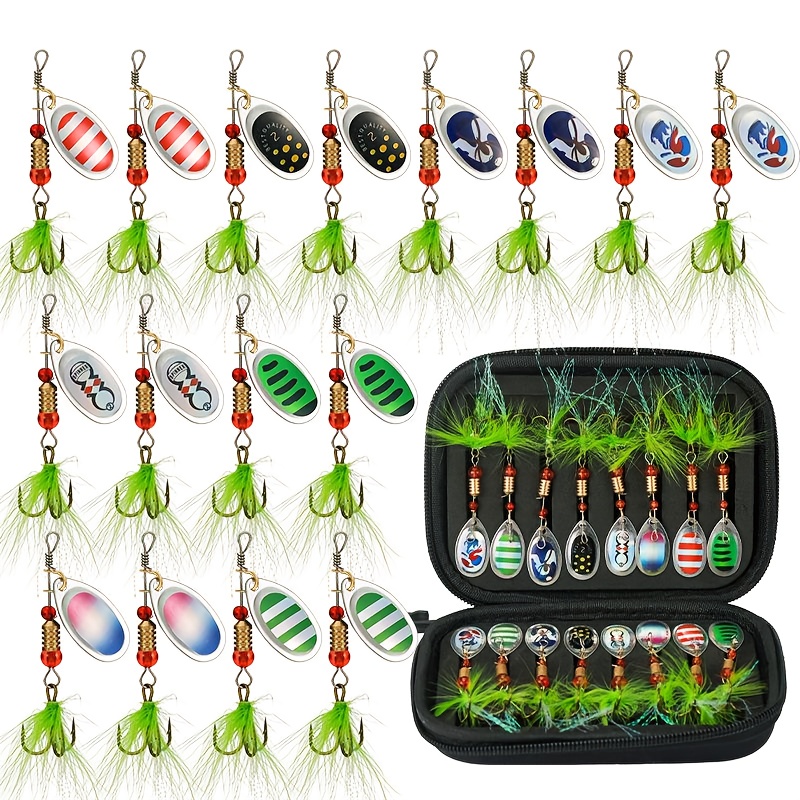 16pcs/box Rotating Lures, Artificial Hard Baits, Fishing Gear