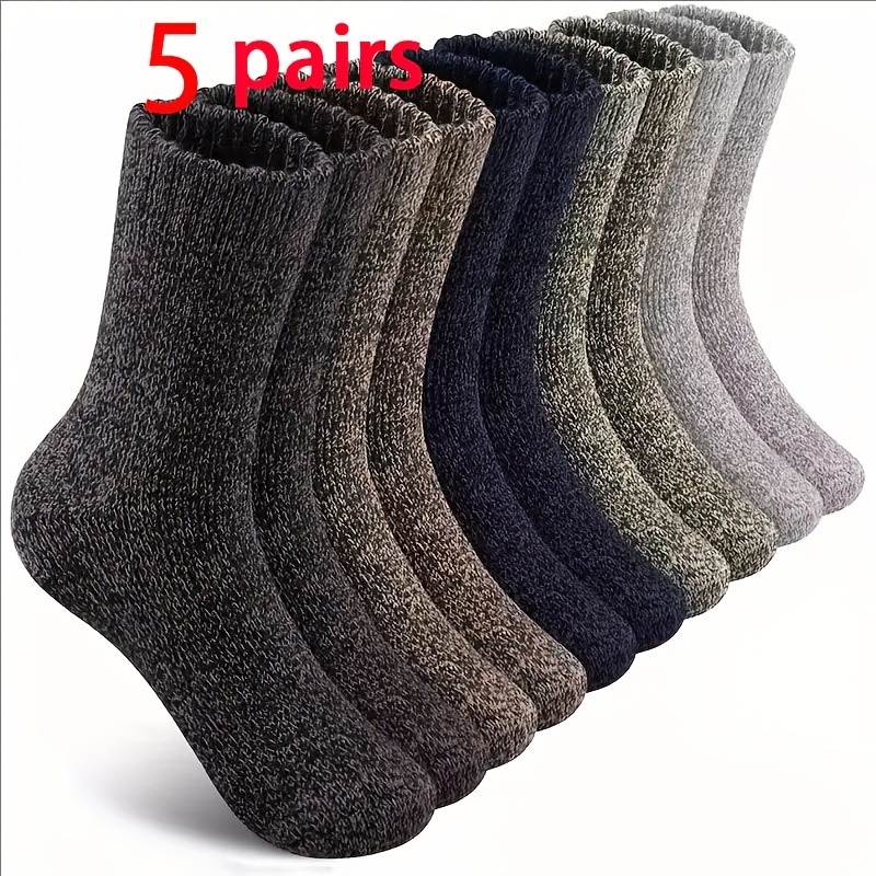 

2/3/5 Pairs Of Socks Wool Autumn And Winter Men's Thickened Plus Velvet Warm Mid-tube Socks Retro Terry Socks Snow Socks Socks