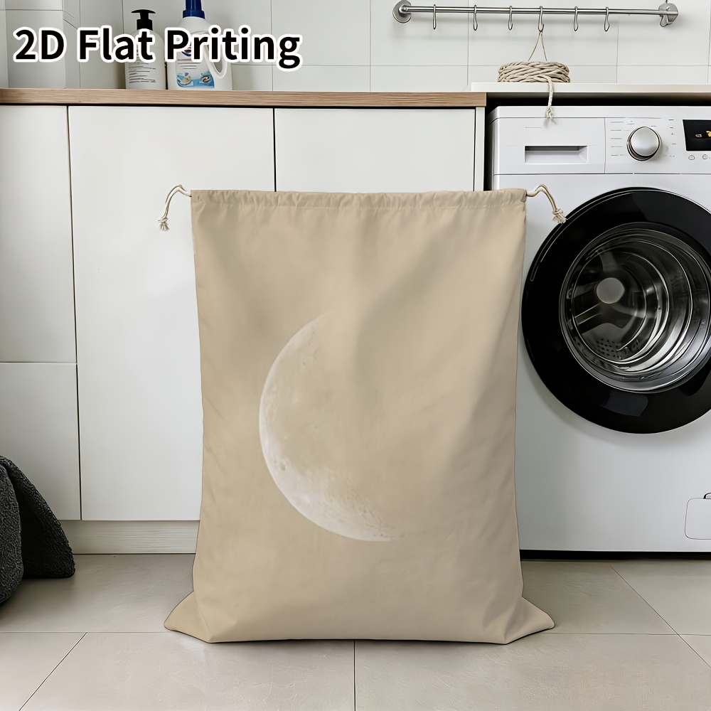 TEMU Large Capacity Drawstring Laundry Bag, Minimalist Print Dirty Clothes Storage Pouch, Reusable Portable Household Organizer Bag For Bedroom, Dorm