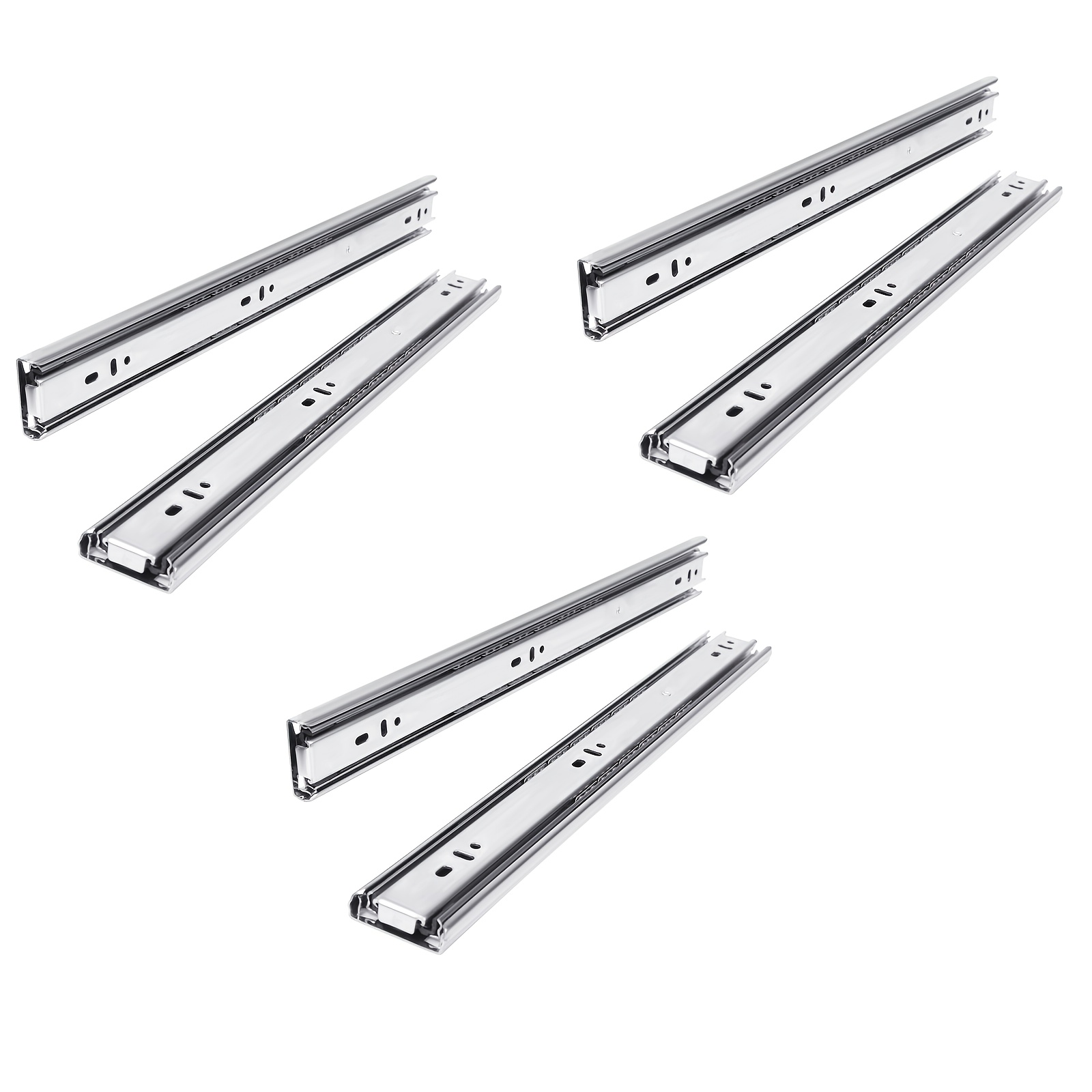 3 Pairs Slides, 12/14/16/18//24 Inch Full Extension Ball Bearing Drawer Glide Side Mount
