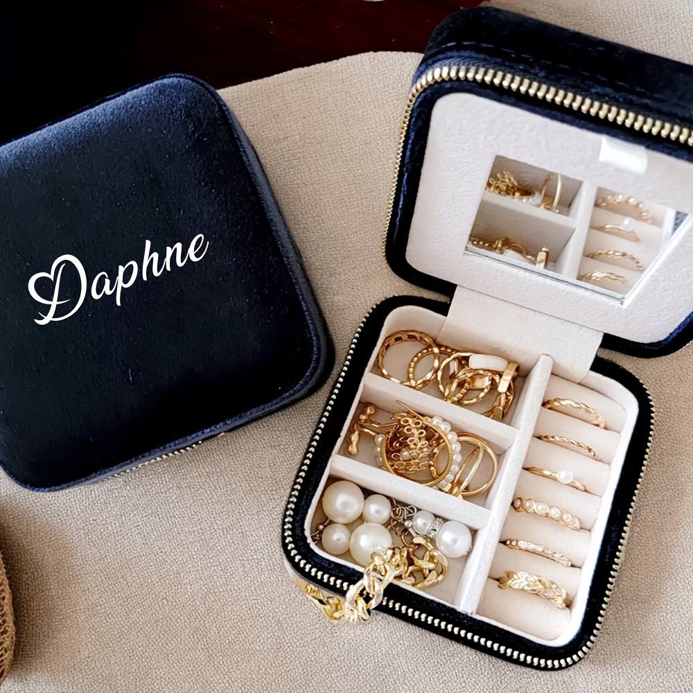 Personalized Velvet Jewelry Box with Mirror