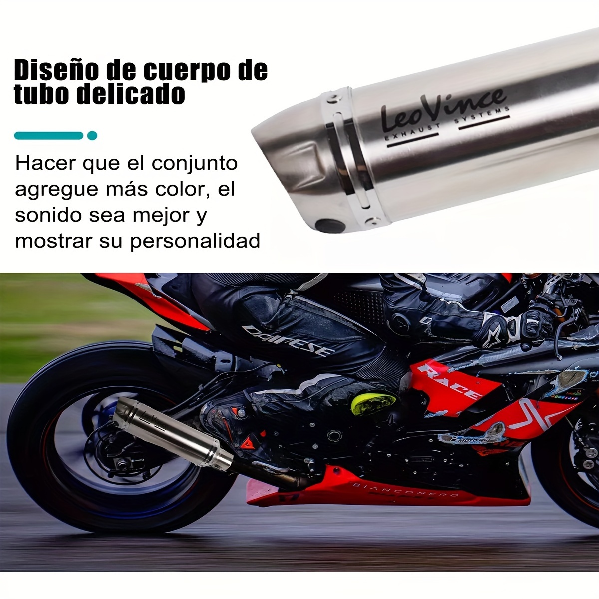 1pc 51mm universal motorcycle exhaust pipe stainless steel for street motor scooters details 2