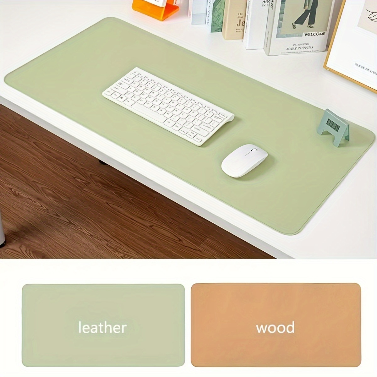 

Dual-sided Faux Leather & Wood Waterproof Desk Pad 24x12in - Odorless, Durable Office Mouse Pad For Computer Desks