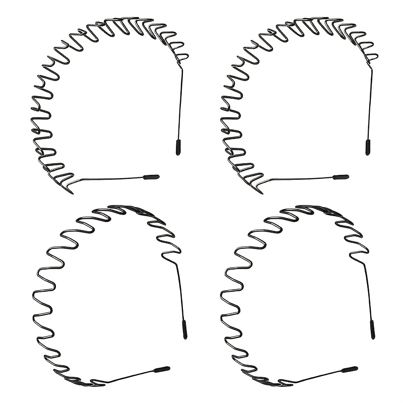 TEMU 4pcs Unisex Hair Tie Headband Set - Non-slip Hair Bands For Men And Women, Wavy Elastic Hair Bands For Home, Outdoor Sports, And Yoga