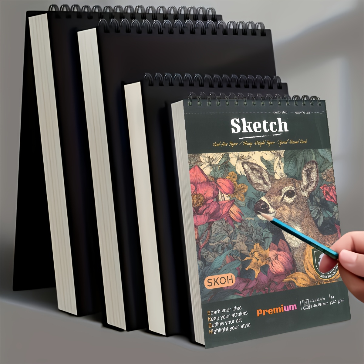 skoh cuaderno de     con anillas en  , tamaño a4,   para dibujar y hacer  , páginas desprendibles con cubierta y papel  s, encuadernación en   para artistas, cuaderno de       para lápiz, marcador, - regalo para principiantes/profesionales
