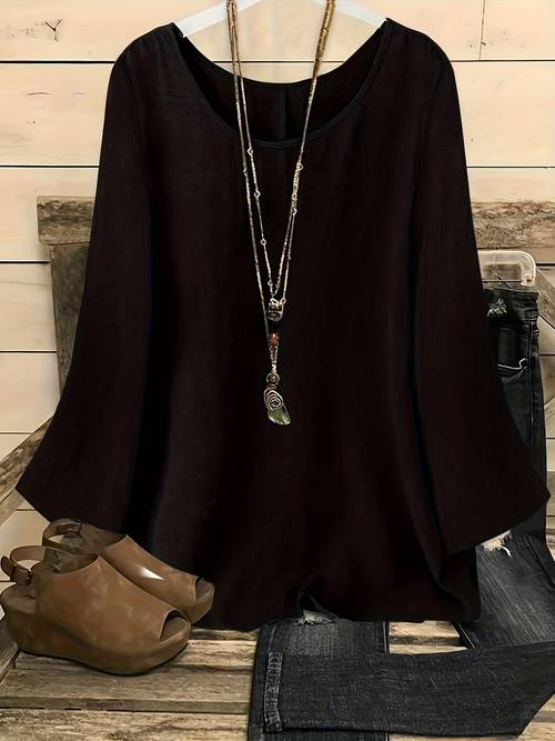 plus size plus size plus size womens casual vacation solid round neck long sleeve shirt additions not included