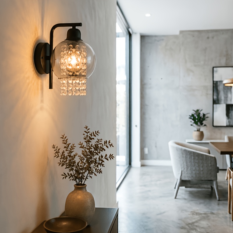 Wall Lamp Indoor Wall Lamp Glass Spherical Light E27 Wall Lamp With 1 Bulb, Glass , Suitable For Bedroom, , Living Room, Staircase ( Not Included)
