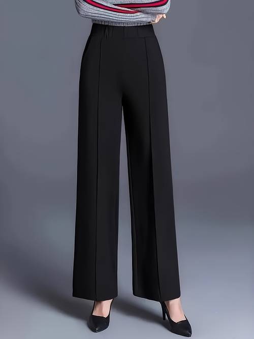 elegant high waisted slanted pocket womens solid color wide leg stick comfortable loose casual pants