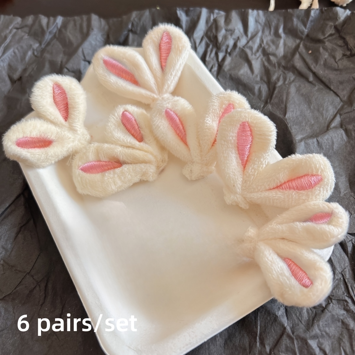 24 Pairs/ 12 Pairs/ 6 Pairs Plush Sewing Material Diy Rabbit Ears Artificial Fluffy Ears Accessories