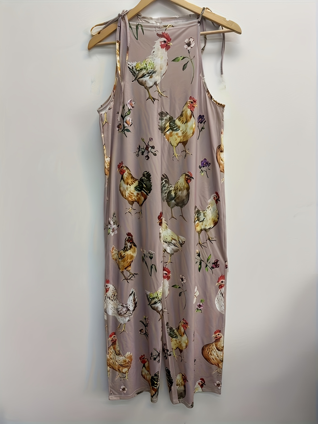 women's vintage floral print sleeveless jumpsuit adjustable
