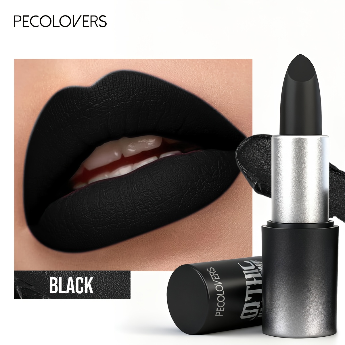 Image of 1pc Hydrating Black Lipstick, Rich Color Payoff, Hours-long Stable Wear, Gothic Dark Aesthetic Look, Perfect For Clubbing, Cosplay & Special Occasions