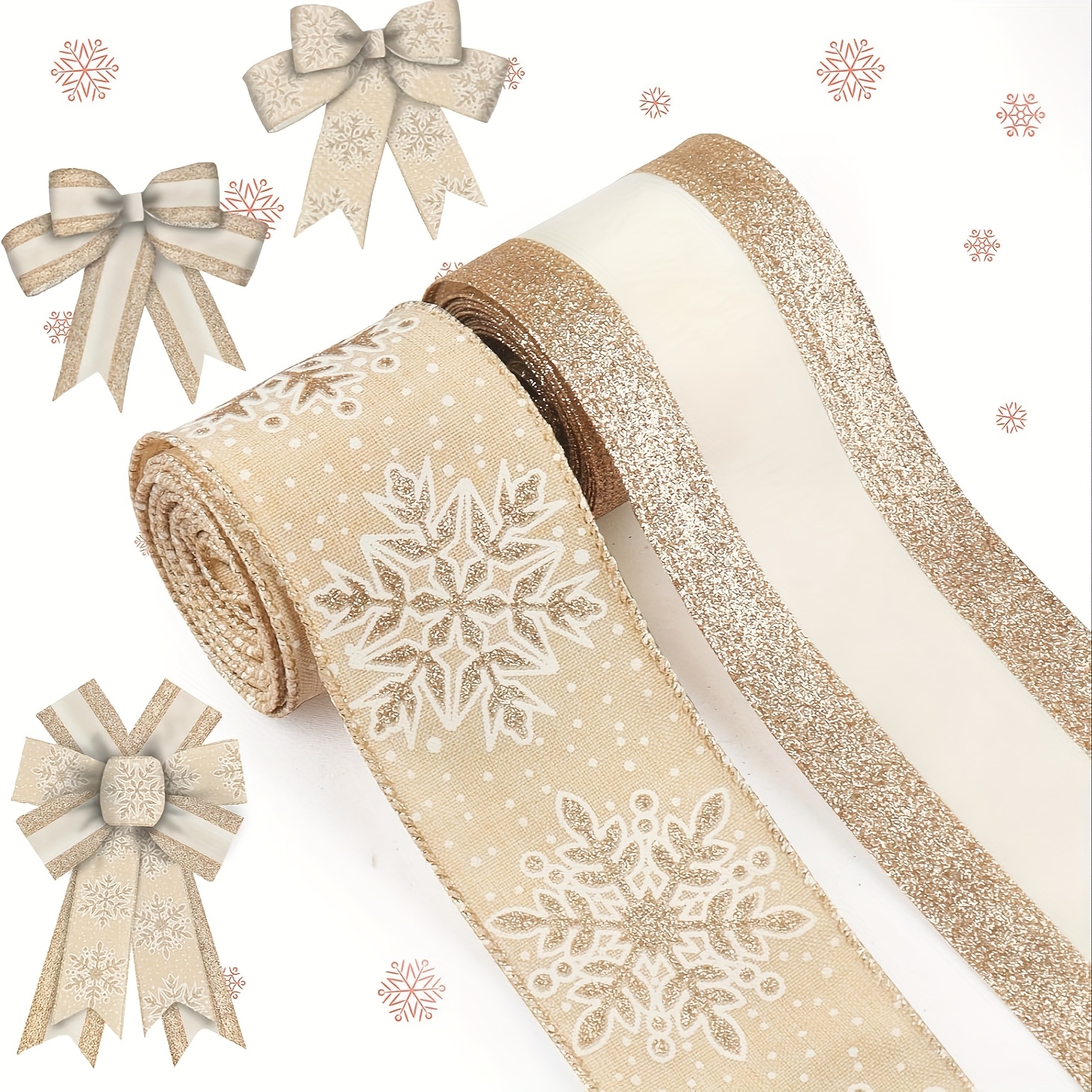 Glitzerndes Drahtband Organza – 6,3 Cm Breit, 2 M Lang, Mit Metallkante, Für Weihnachtsdekoration