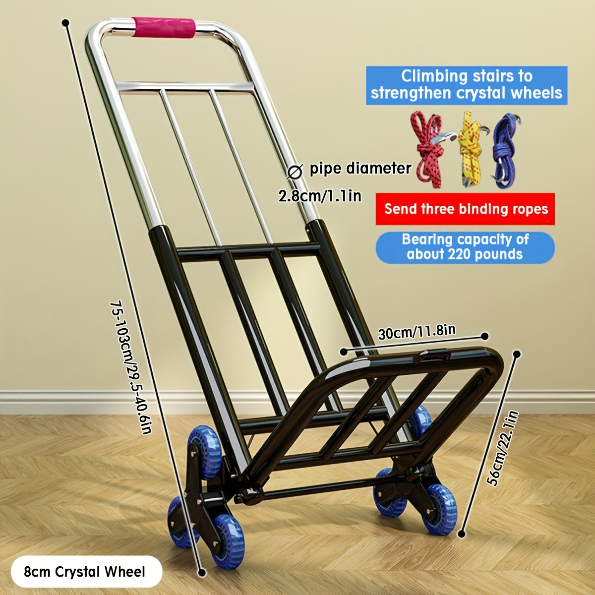 1pc heavy duty labor saving foldable cargo lifter portable transport cart with climbing wheels durable iron construction suitable for moving heavy items up and details 0