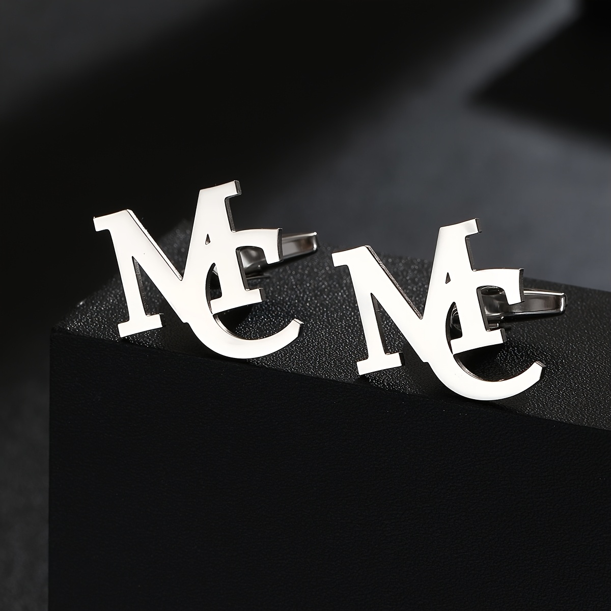 TEMU Stainless Steel Upper And Lower Letter Cufflinks, Customized Fashionable Men's Suit Cufflinks, Daily Matching Shirt Business Cufflinks, Give To