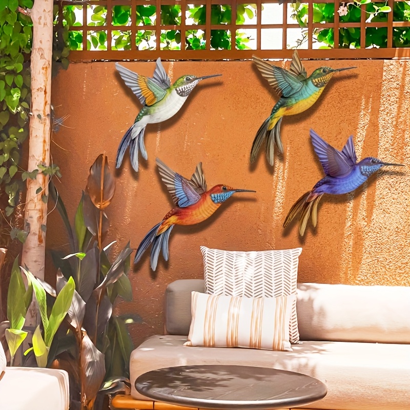 bunte metall wanddeko 3d vogel