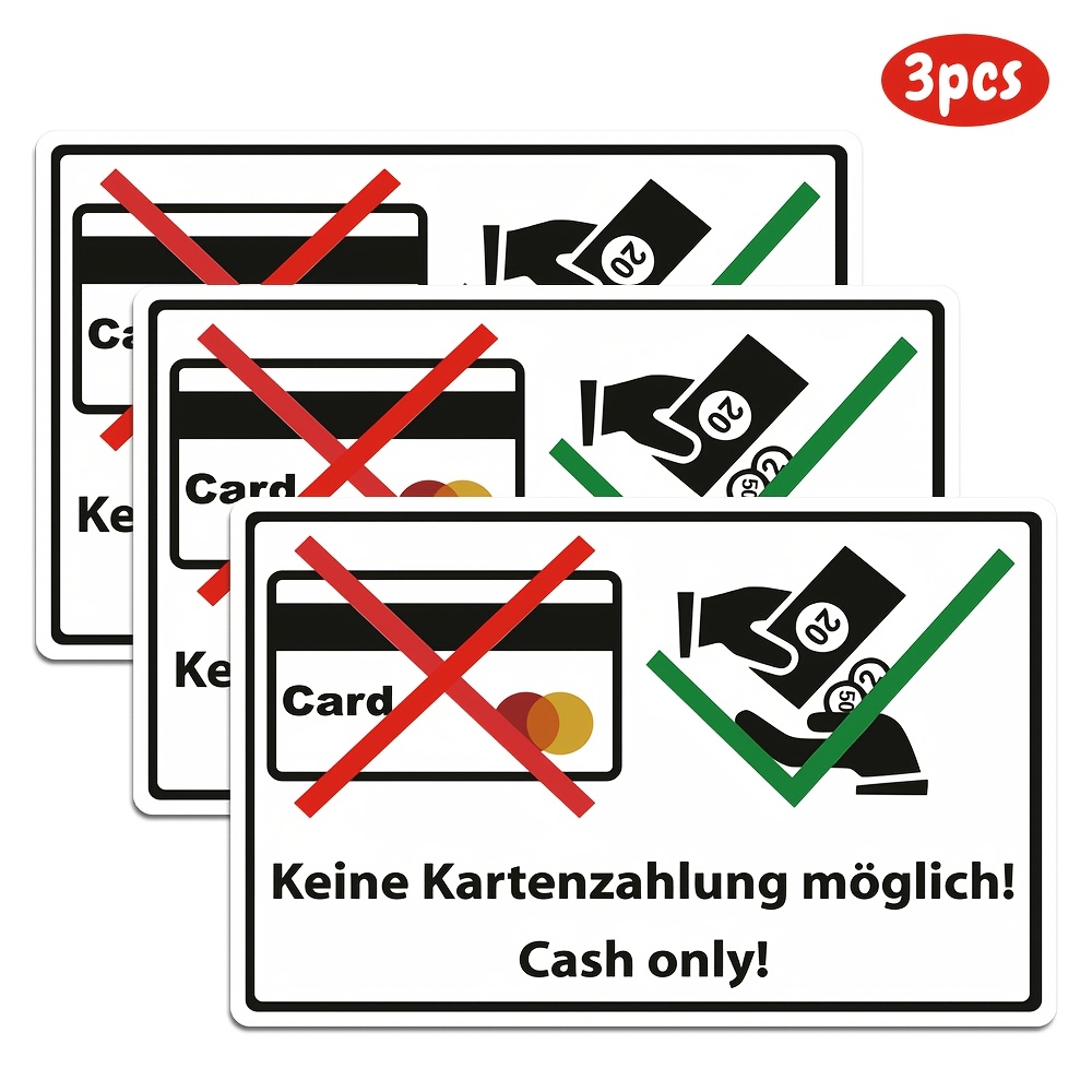 Image of 3pcs Recognizable "" Sign Pvc Stickers, Taxi Fare Reminder Stickers, German-english Bilingual Stickers, Stickers For Store Cash Registers