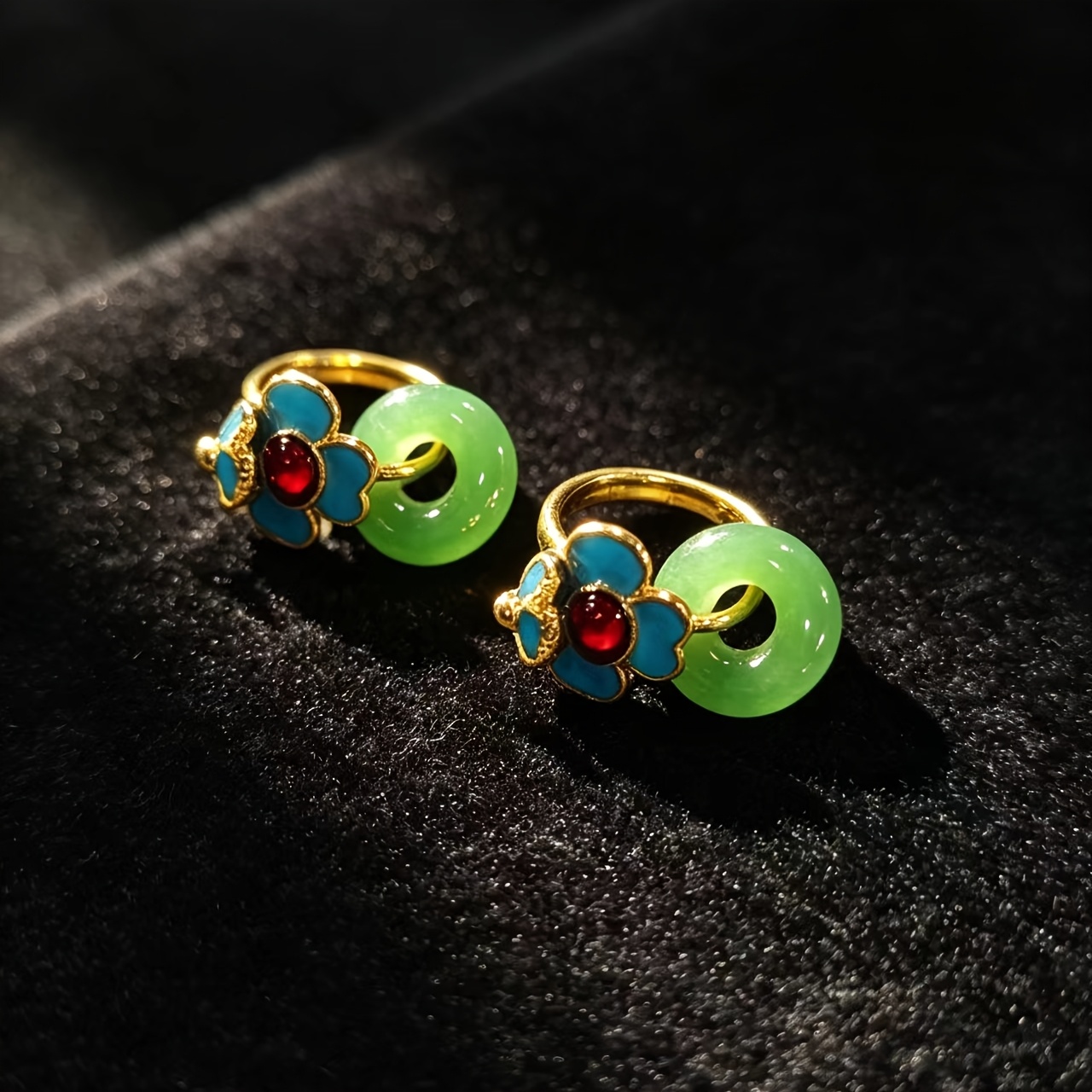 Women's Ancient Style Floral Safety Buckle Earrings, Hanfu Additions