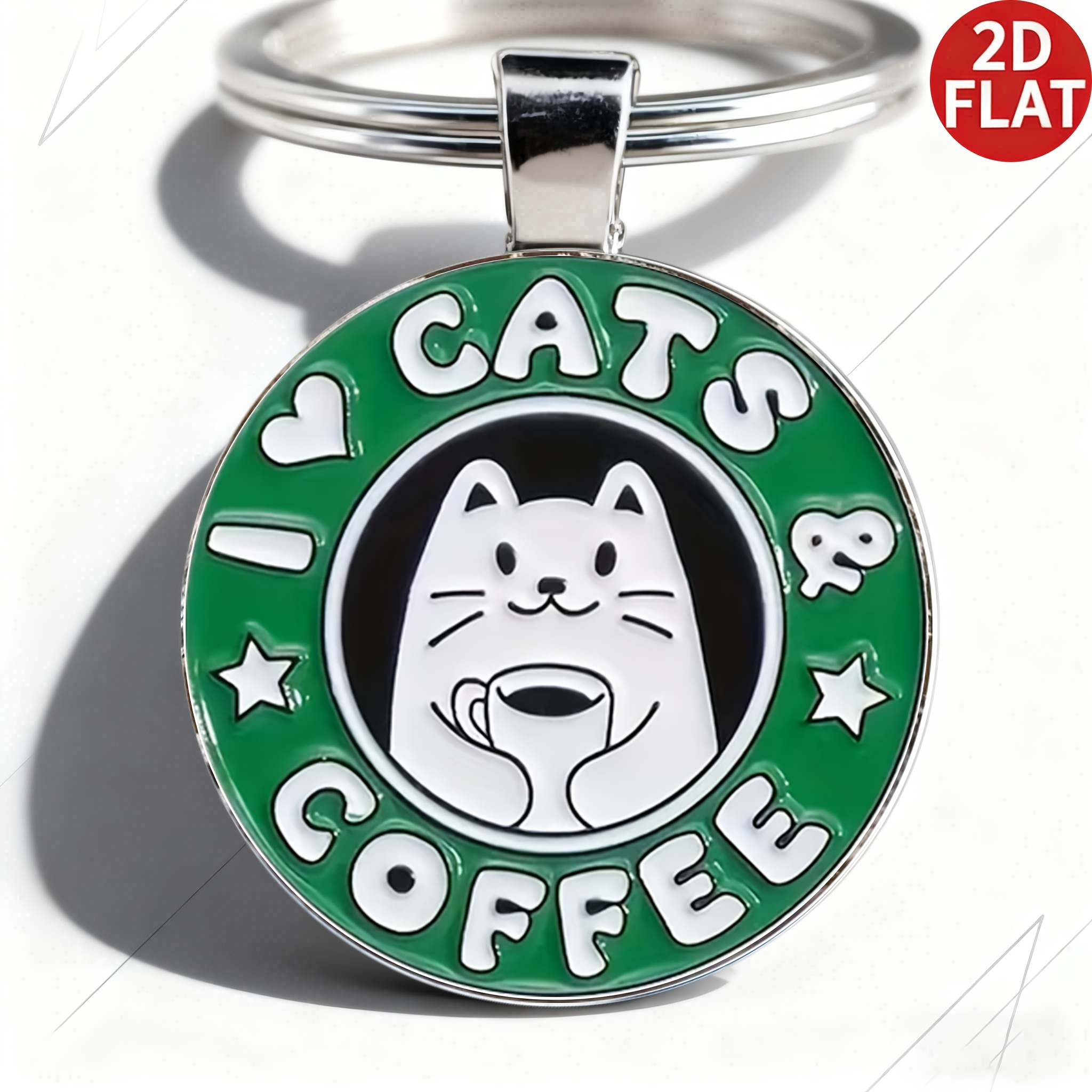 TEMU 2d Plane Cute Cat 2dflat Pattern Keychain - Exquisite , Durable Metal Car Hook & Bag Additions, Unique Handmade Gifts For Men, Christmas,