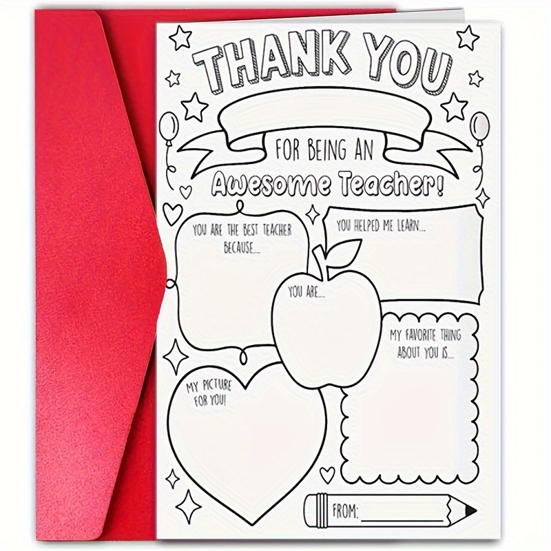 

1pc Funny Teacher Appreciation Card, Creative Thank You Teacher Text Pattern, The Best Gift For Teachers, Teacher Appreciation Week