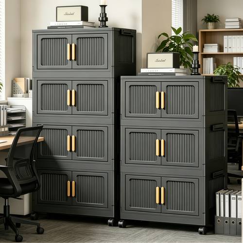 3 4 5 tier foldable storage cabinet with lid wheels no double door floor standing organizer multifunctional file miscellaneous storage rack for office living room