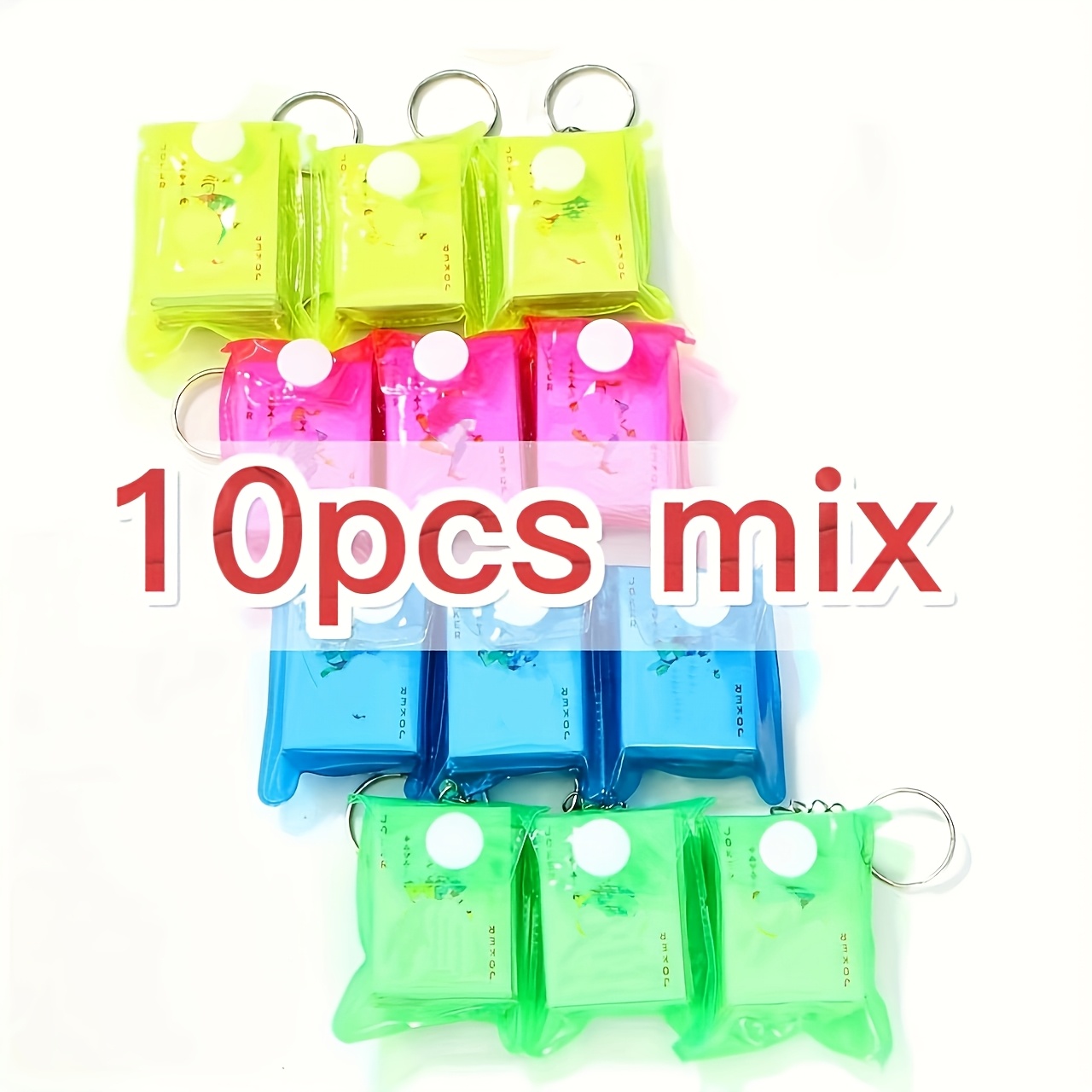 Image of A Set Of 10 Mini Playing Card Keychains, Unique And Fun Pocket Cards, For Party Favors Or Birthday Gifts