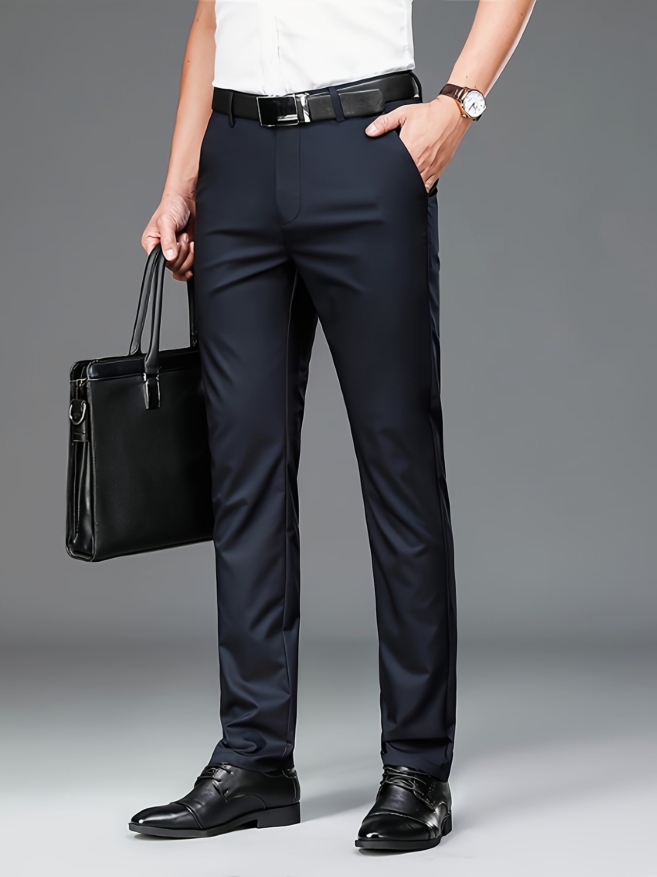 Suit Trousers | Stretch Slim Fit | Wrinkle-Resistant Dress Pants | Versatile for All Seasons And Occasions, Smooth Texture