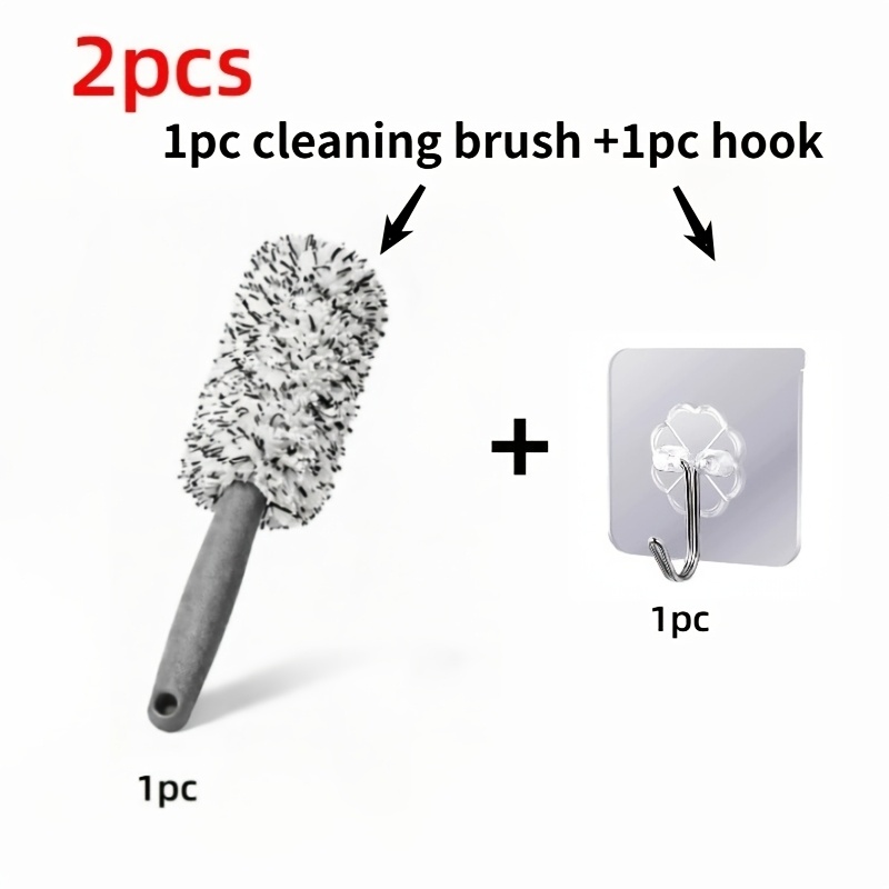 TEMU 2-pack Set: 1 Cleaning Brush + 1 Hook, Non-scratch Wheel Cleaning Brush Kit, Soft Bristles For , For Deep Cleaning, Durable Handle, Suitable For