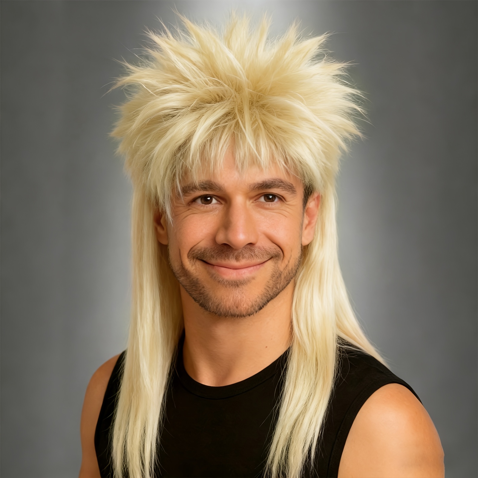 TEMU 80s Mullet Wig Long Spiked Costume Punk Rocker Wig 70s 80s Mullet Cher Glam Rock Rocker Cosplay Wigs For Women And Men Halloween Themed Costume