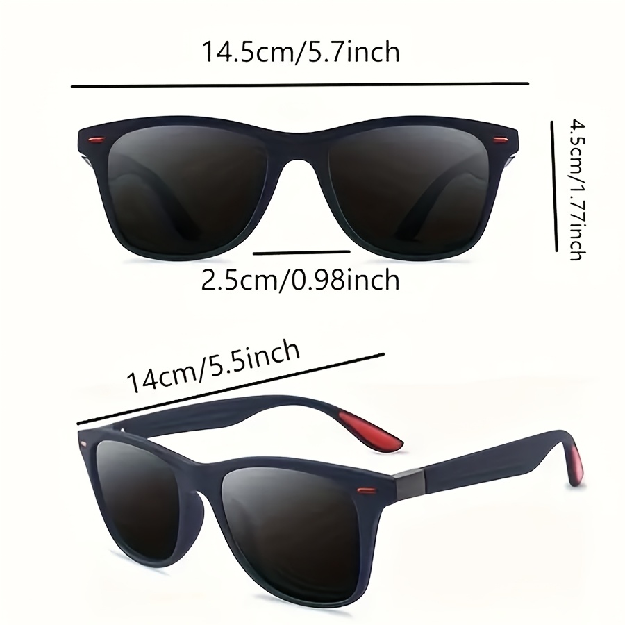 1 Par de Óculos de Sol Vintage Unissex – Armação Preta Retangular, Material PC Durável 6