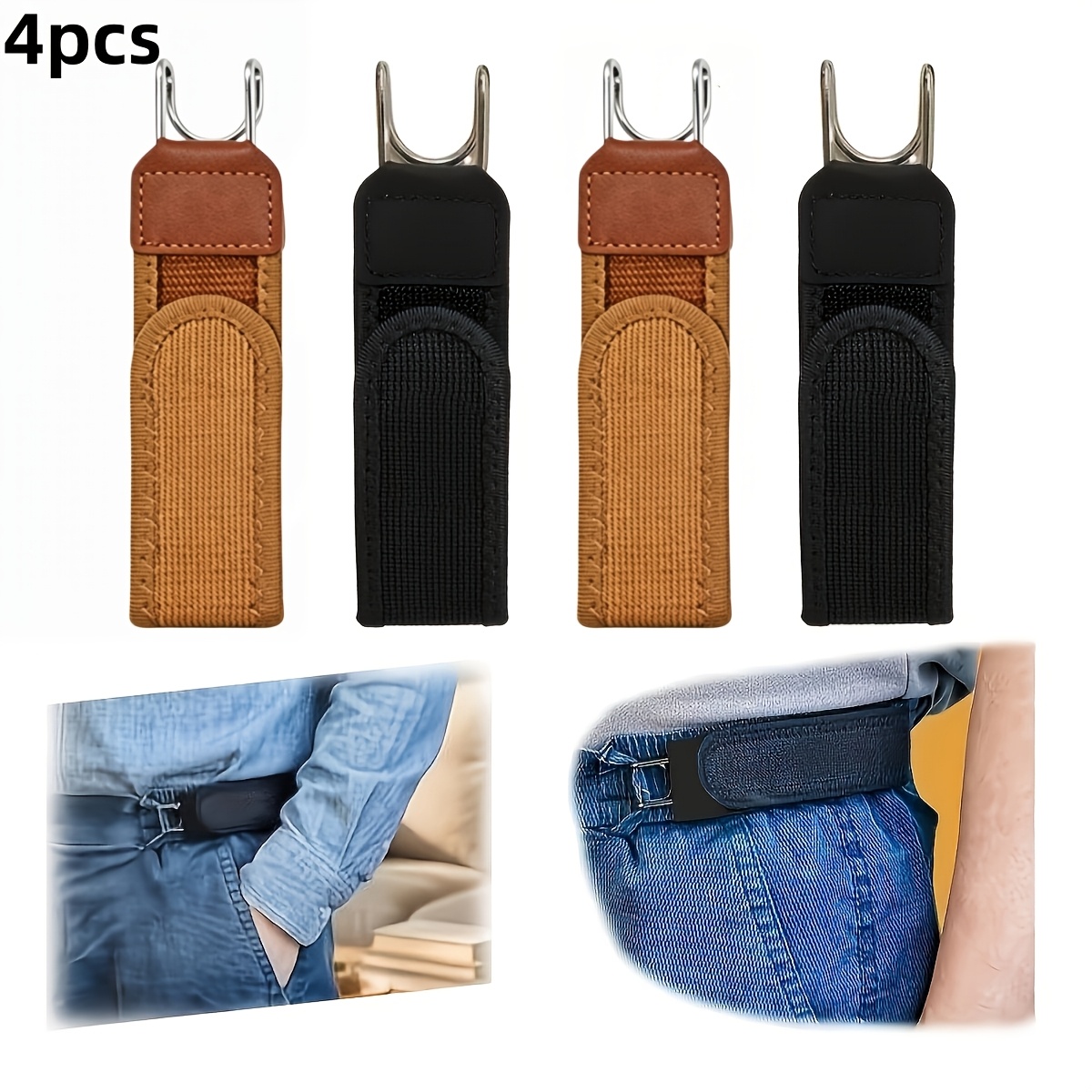 TEMU 2/4pcs Men's And Women's Belts Adjustable Metal Hook Elastic Belt, Tactical Metal Hook Belts, Adjustable Comfortable , No , Comfortable And