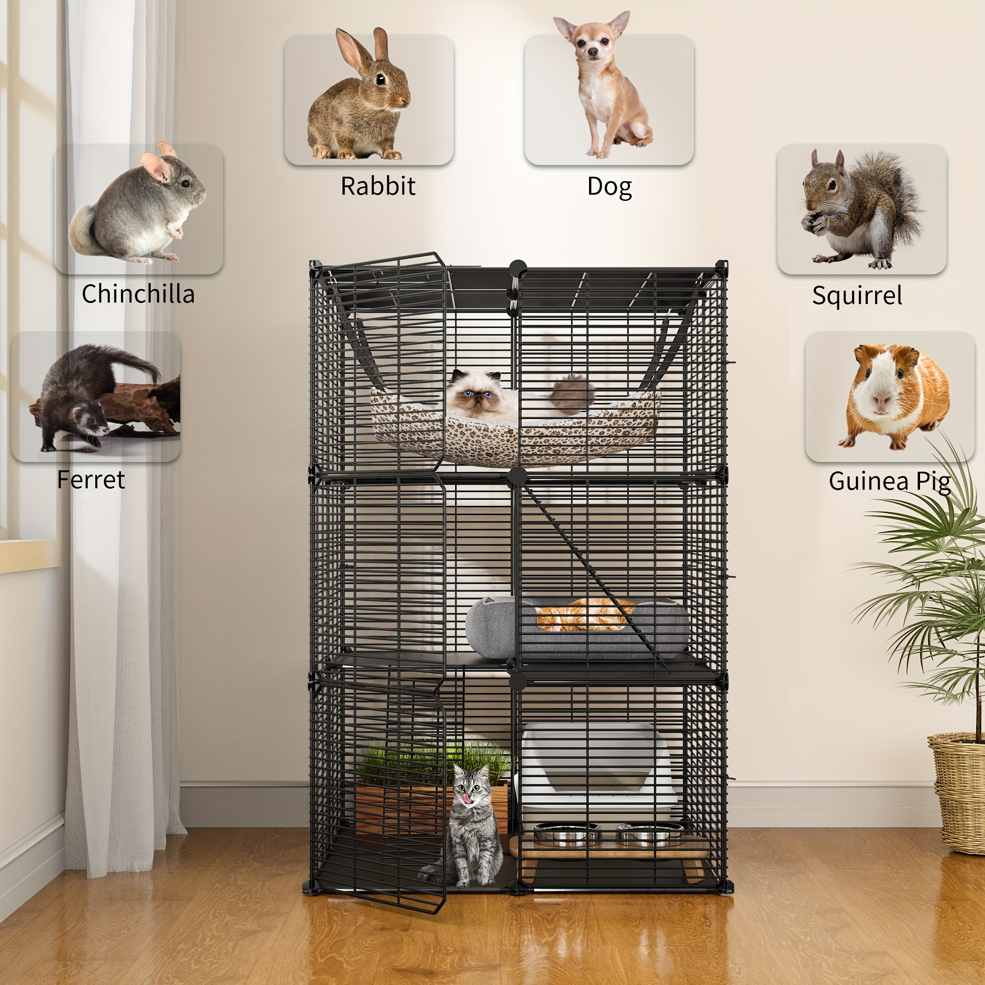 

Balconera Cat Cage Indoor Cat Enclosures Diy Cat Playpen Metal Kennel With Extra Large For 1-, Ferret, Chinchilla, Rabbit, Small Animals