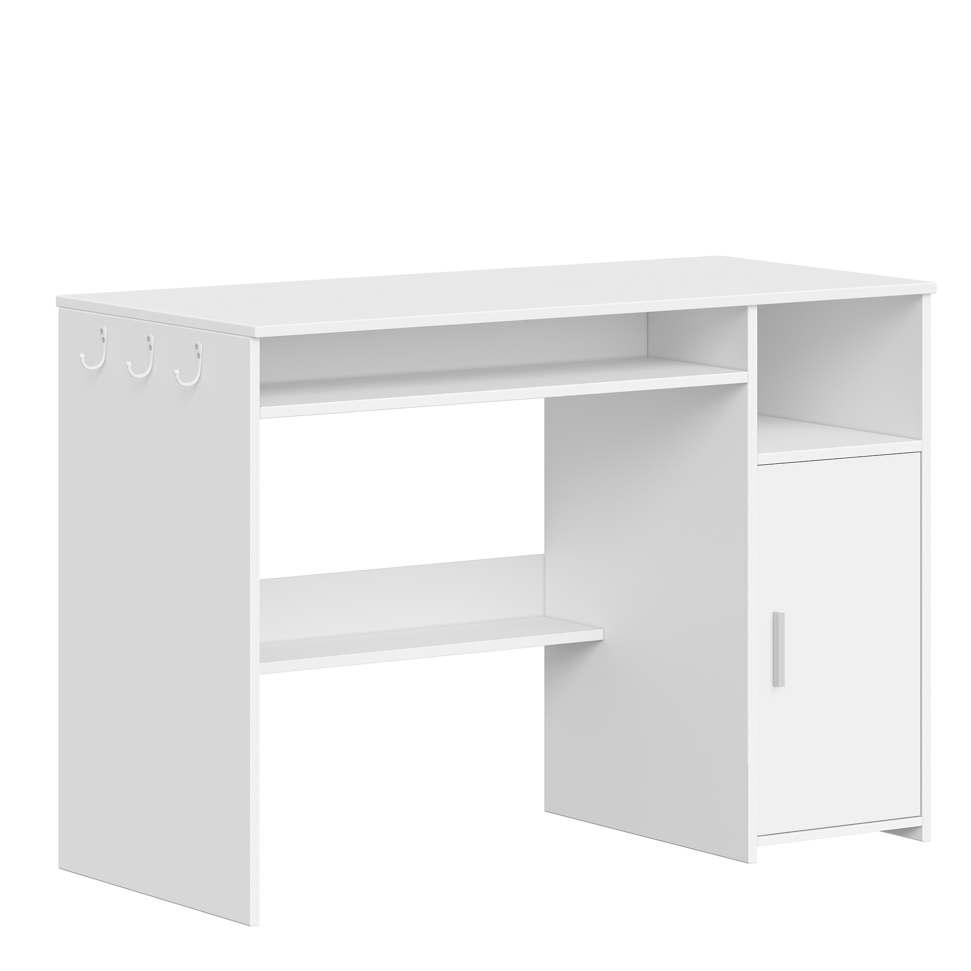 Desk, Computer Desk With 1 Door, Office Desk With , Modern Pc Table, Suitable For Study, Office, Bedroom, 108 X 50cm, White