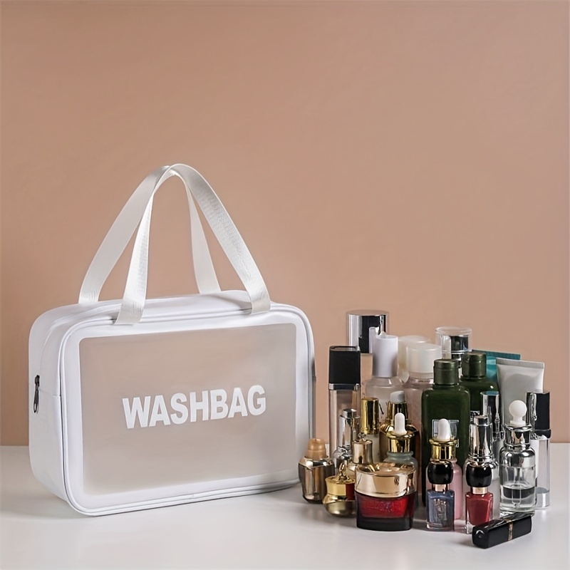 

Chic White Large-capacity Makeup Bag - Waterproof, Fashionable Travel Toiletry Organizer For Women Toiletry Travel Bag Travel Toiletry Bag